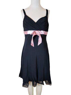 Y2k Black Dress with Pink Bow Size Medium Vintage